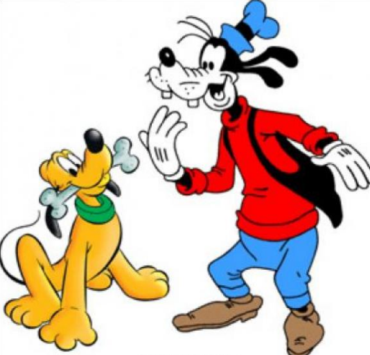 Pluto y Goofy, posiblemente los dos perros de dibujos más famosos